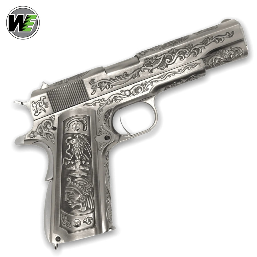We Tech 1911 Gelsoft Gas Blow Back Pistol - Floral Pattern/Silver